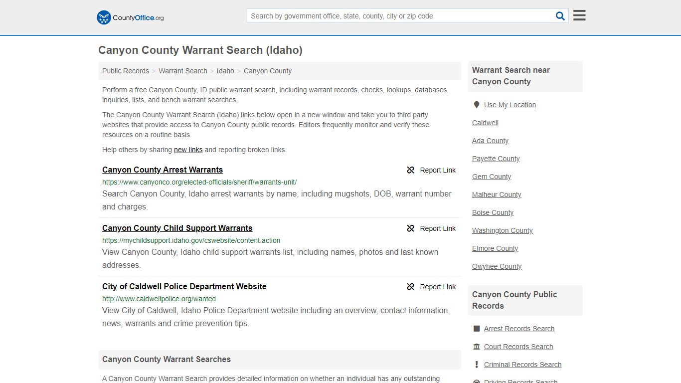 Warrant Search - Canyon County, ID (Warrant Checks & Lookups)